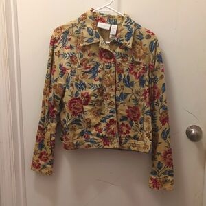Lizwear Jeans Floral Corduroy Jean Jacket Size L